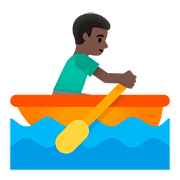 Émoji 🚣🏿‍♂️ Rameur Dans Une Barque : Peau Foncée sur Google Android 11.0.