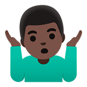 Emoji 🤷🏿‍♂️ Uomo Che Scrolla Le Spalle: Carnagione Scura su Google Android 11.0.