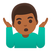 🤷🏾‍♂️ Emoji schulterzuckender Mann: mitteldunkle Hautfarbe Google Android 11.0.