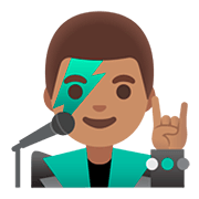 Emoji 👨🏽‍🎤 Cantante Uomo: Carnagione Olivastra su Google Android 11.0.