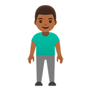 🧍🏾‍♂️ Emoji Homem Em Pé: Pele Morena Escura na Google Android 11.0.