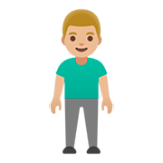 🧍🏼‍♂️ Emoji Homem Em Pé: Pele Morena Clara na Google Android 11.0.