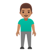 🧍🏽‍♂️ Emoji stehender Mann: mittlere Hautfarbe Google Android 11.0.