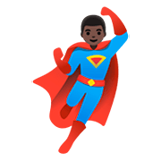 Emoji 🦸🏿‍♂️ Supereroe Uomo: Carnagione Scura su Google Android 11.0.