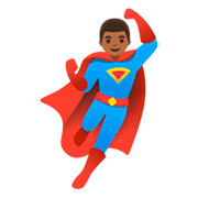 🦸🏾‍♂️ Emoji Homem Super-herói: Pele Morena Escura na Google Android 11.0.