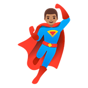 Émoji 🦸🏽‍♂️ Super-héros Homme : Peau Légèrement Mate sur Google Android 11.0.
