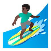 Émoji 🏄🏿‍♂️ Surfeur : Peau Foncée sur Google Android 11.0.