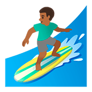 Émoji 🏄🏾‍♂️ Surfeur : Peau Mate sur Google Android 11.0.