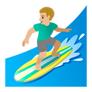 🏄🏼‍♂️ Emoji Hombre Haciendo Surf: Tono De Piel Claro Medio en Google Android 11.0.