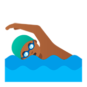 🏊🏾‍♂️ Emoji Homem Nadando: Pele Morena Escura na Google Android 11.0.