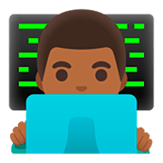 👨🏾‍💻 Emoji Tecnólogo: Pele Morena Escura na Google Android 11.0.