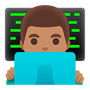 👨🏽‍💻 Emoji IT-Experte: mittlere Hautfarbe Google Android 11.0.