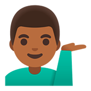 💁🏾‍♂️ Emoji Infoschalter-Mitarbeiter: mitteldunkle Hautfarbe Google Android 11.0.