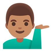💁🏽‍♂️ Emoji Infoschalter-Mitarbeiter: mittlere Hautfarbe Google Android 11.0.