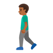 🚶🏾‍♂️ Emoji Homem Andando: Pele Morena Escura na Google Android 11.0.