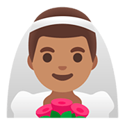👰🏽‍♂️ Emoji Noivo Com Véu: Pele Morena na Google Android 11.0.