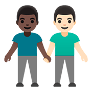 Émoji 👨🏿‍🤝‍👨🏻 Deux Hommes Se Tenant La Main : Peau Foncée Et Peau Claire sur Google Android 11.0.