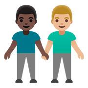 Émoji 👨🏿‍🤝‍👨🏼 Deux Hommes Se Tenant La Main : Peau Foncée Et Peau Moyennement Claire sur Google Android 11.0.