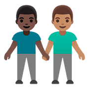 👨🏿‍🤝‍👨🏽 Emoji händchenhaltende Männer: dunkle Hautfarbe, mittlere Hautfarbe Google Android 11.0.