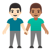 👨🏻‍🤝‍👨🏽 Emoji händchenhaltende Männer: helle Hautfarbe, mittlere Hautfarbe Google Android 11.0.