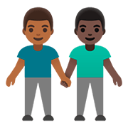 Emoji 👨🏾‍🤝‍👨🏿 Due Uomini Che Si Tengono Per Mano: Carnagione Abbastanza Scura E Carnagione Scura su Google Android 11.0.