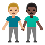 Emoji 👨🏼‍🤝‍👨🏿 Due Uomini Che Si Tengono Per Mano: Carnagione Abbastanza Chiara E Carnagione Scura su Google Android 11.0.