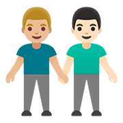 Emoji 👨🏼‍🤝‍👨🏻 Due Uomini Che Si Tengono Per Mano: Carnagione Abbastanza Chiara E Carnagione Chiara su Google Android 11.0.