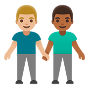Emoji 👨🏼‍🤝‍👨🏾 Due Uomini Che Si Tengono Per Mano: Carnagione Abbastanza Chiara E Carnagione Abbastanza Scura su Google Android 11.0.