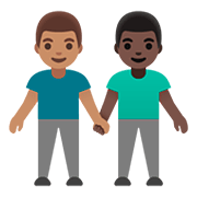 👨🏽‍🤝‍👨🏿 Emoji Dois Homens De Mãos Dadas: Pele Morena E Pele Escura na Google Android 11.0.