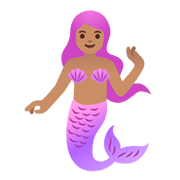 🧜🏽‍♀️ Emoji Sirena: Tono De Piel Medio en Google Android 11.0.