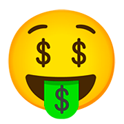 🤑 Emoji Gesicht mit Dollarzeichen Google Android 11.0.