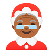 🤶🏾 Emoji Mamãe Noel: Pele Morena Escura na Google Android 11.0.