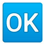 🆗 Emoji Großbuchstaben OK in blauem Quadrat Google Android 11.0.