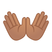Emoji 👐🏽 Mani Aperte: Carnagione Olivastra su Google Android 11.0.