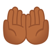 🤲🏾 Emoji Palmas Unidas Para Cima: Pele Morena Escura na Google Android 11.0.