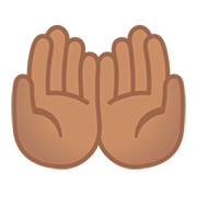 Emoji 🤲🏽 Mani Unite In Alto: Carnagione Olivastra su Google Android 11.0.