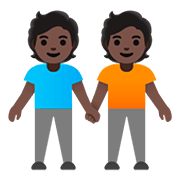🧑🏿‍🤝‍🧑🏿 Emoji Dos Personas Dándose La Mano: Tono De Piel Oscuro en Google Android 11.0.