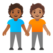 Émoji 🧑🏾‍🤝‍🧑🏽 Deux Personnes Se Tenant La Main : Peau Mate Et Peau Légèrement Mate sur Google Android 11.0.