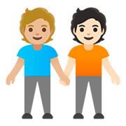 🧑🏼‍🤝‍🧑🏻 Emoji Dos Personas Dándose La Mano: Tono De Piel Claro Medio Y Tono De Piel Claro en Google Android 11.0.