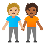🧑🏼‍🤝‍🧑🏾 Emoji sich an den Händen haltende Personen: mittelhelle Hautfarbe, mitteldunkle Hautfarbe Google Android 11.0.