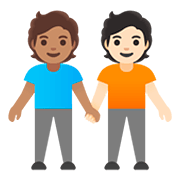 Émoji 🧑🏽‍🤝‍🧑🏻 Deux Personnes Se Tenant La Main : Peau Légèrement Mate Et Peau Claire sur Google Android 11.0.