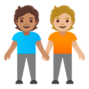 🧑🏽‍🤝‍🧑🏼 Emoji Dos Personas Dándose La Mano: Tono De Piel Medio Y Tono De Piel Claro Medio en Google Android 11.0.