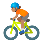 Émoji 🚴🏽 Cycliste : Peau Légèrement Mate sur Google Android 11.0.