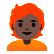 🧑🏿‍🦰 Emoji Erwachsener: dunkle Hautfarbe, rotes Haar Google Android 11.0.