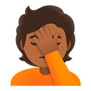 Emoji 🤦🏾 Persona Esasperata: Carnagione Abbastanza Scura su Google Android 11.0.