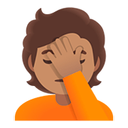 🤦🏽 Emoji sich an den Kopf fassende Person: mittlere Hautfarbe Google Android 11.0.