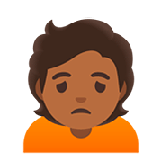 🙍🏾 Emoji missmutige Person: mitteldunkle Hautfarbe Google Android 11.0.