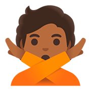 🙅🏾 Emoji Pessoa Fazendo Gesto De «não»: Pele Morena Escura na Google Android 11.0.