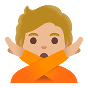 Emoji 🙅🏼 Persona Che Fa Segno Di No: Carnagione Abbastanza Chiara su Google Android 11.0.