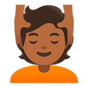 💆🏾 Emoji Pessoa Recebendo Massagem Facial: Pele Morena Escura na Google Android 11.0.